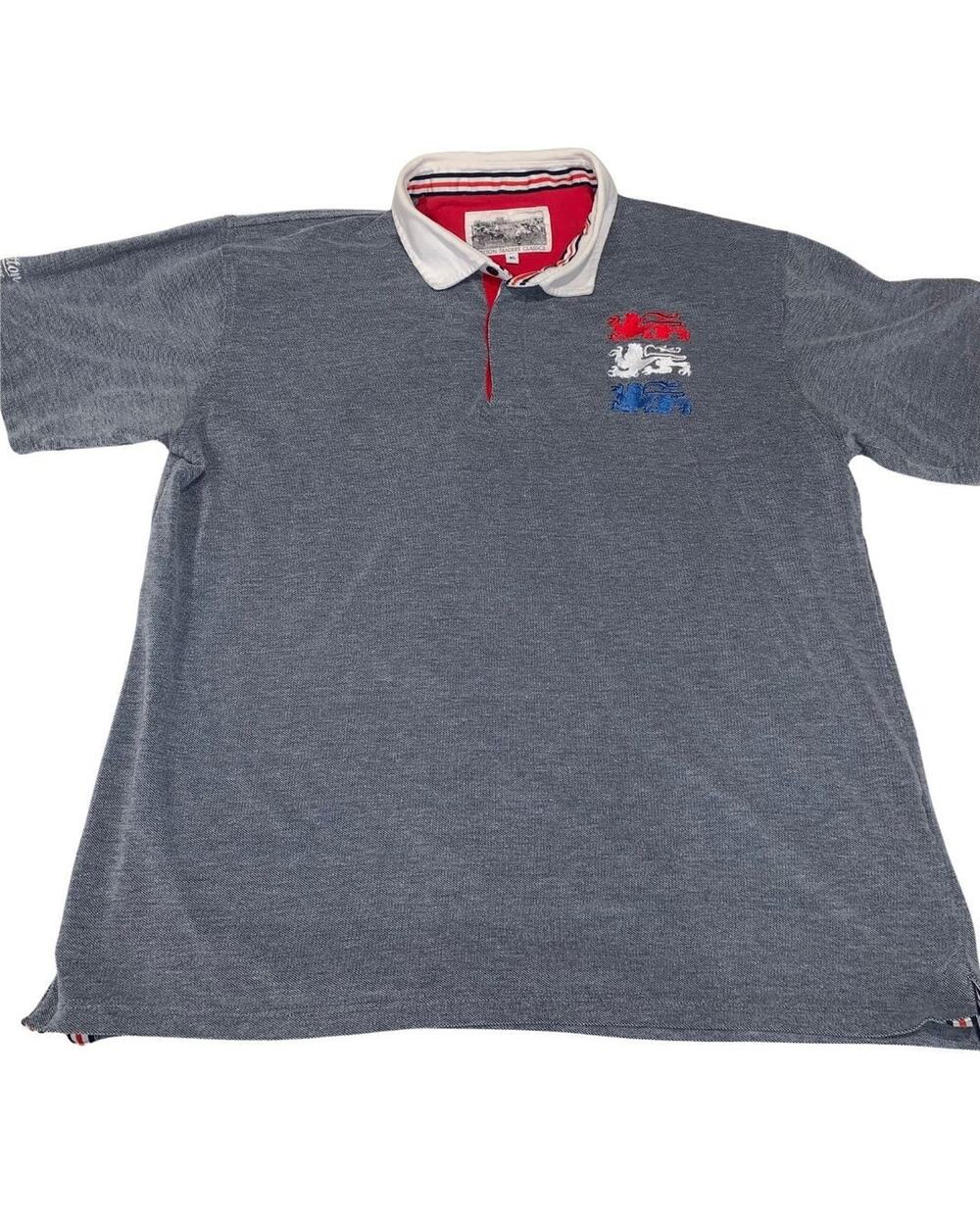 Cotton Traders Classics Mens Rugby Polo Shirt Size XL Navy England Three Lions